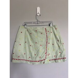 Lilly Pulitzer Skort‎ Striped Green White Strawberry Lemon Seersucker Size 14